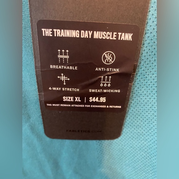 Fabletics Mens Muscle Tank Teal Size X-LARGE NWT - Picture 3 of 4